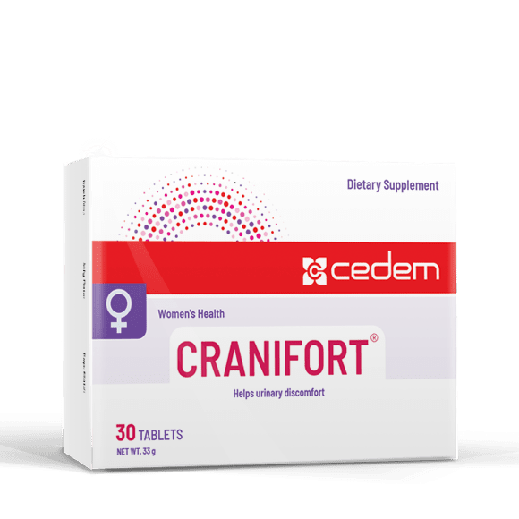 CRANIFORT supplement reduces urinary tract infections, supports a healthy urinary tract, and promotes an antibiotic-free lifestyle.