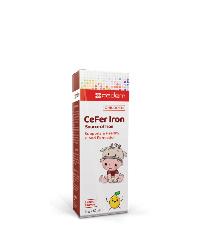 CeFer Iron drops for blood formation, immunity boost, and mental focus with Ferrous Fumarate, available in 100 ml, 150 ml, 200 ml, and 250 ml – Cedem