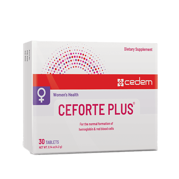 CEFORTE PLUS supplement promotes healthy red blood cells, supports iron levels, prevents anemia, and boosts energy for overall vitality.